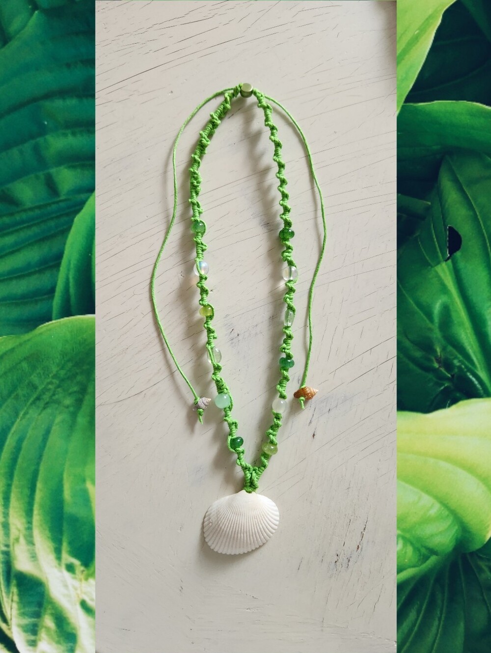 Handmade Green Glass Bead Necklace